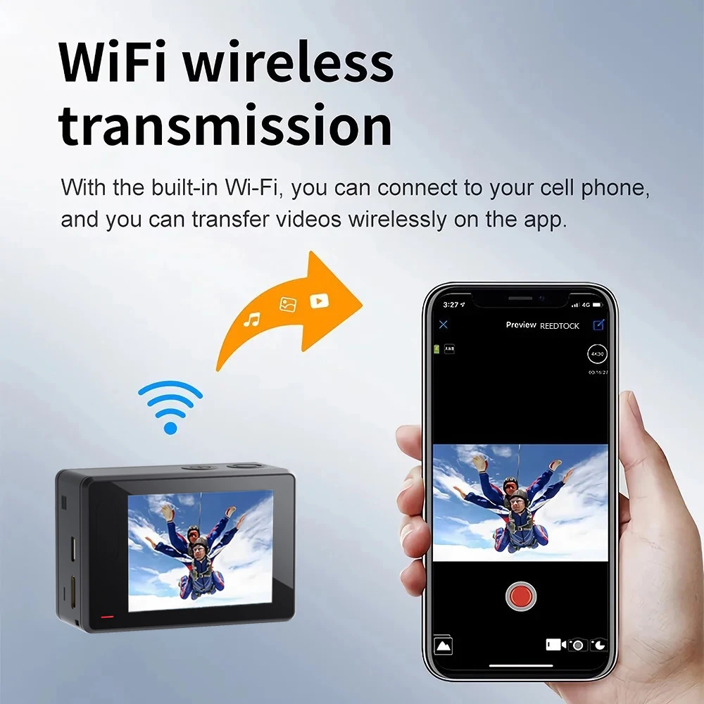 액션캠 4k WiFi 2.0인치 30m 방수 스포츠 카메라 흔들림 방지 야외 수중 카메라(리모콘 포함)