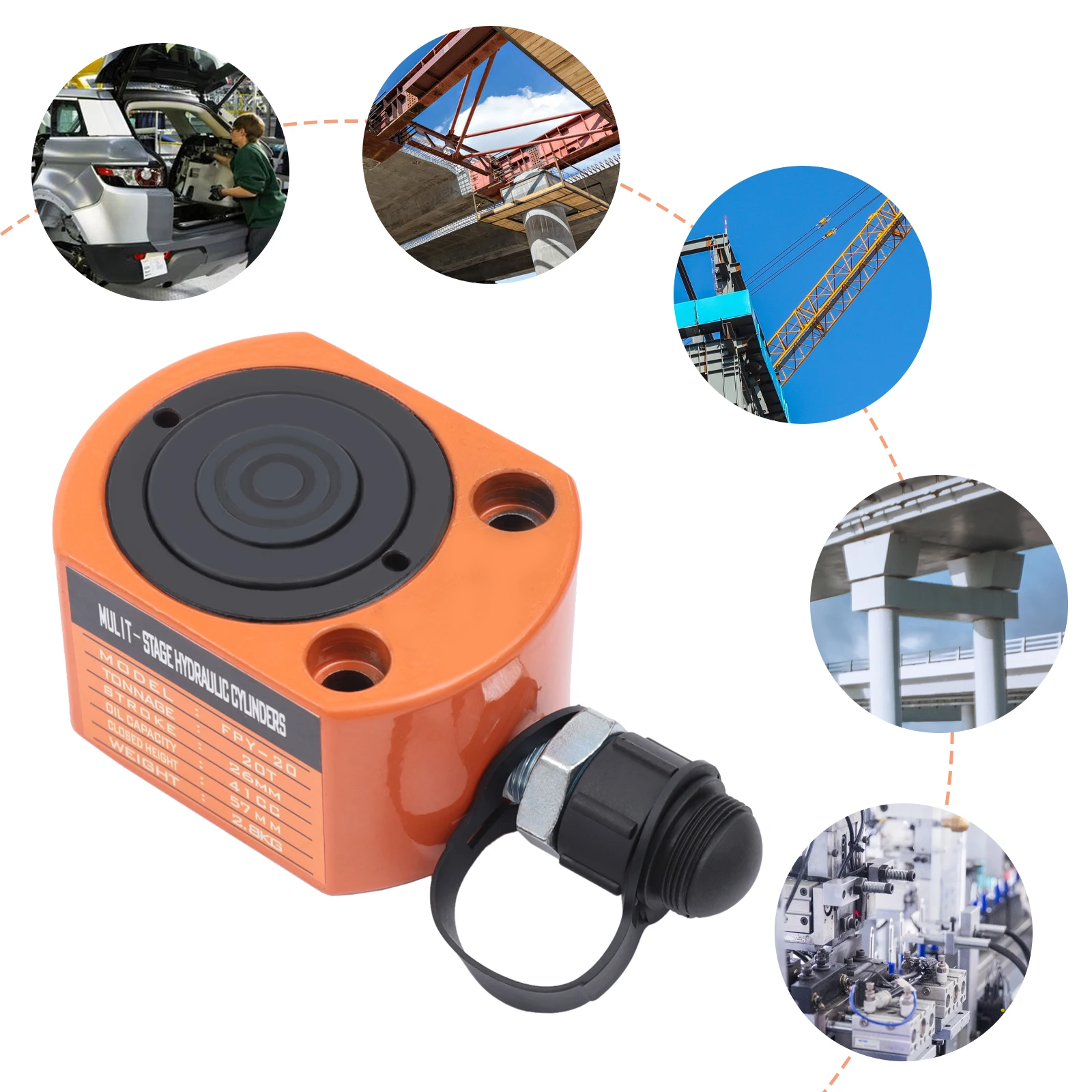20T Hydraulic Cylinder Jack FRY-20 Portable Hydraulic Ram 360 ° Multi-Acting Lifting Cylinders Tool for Machinery Shipbuilding 3