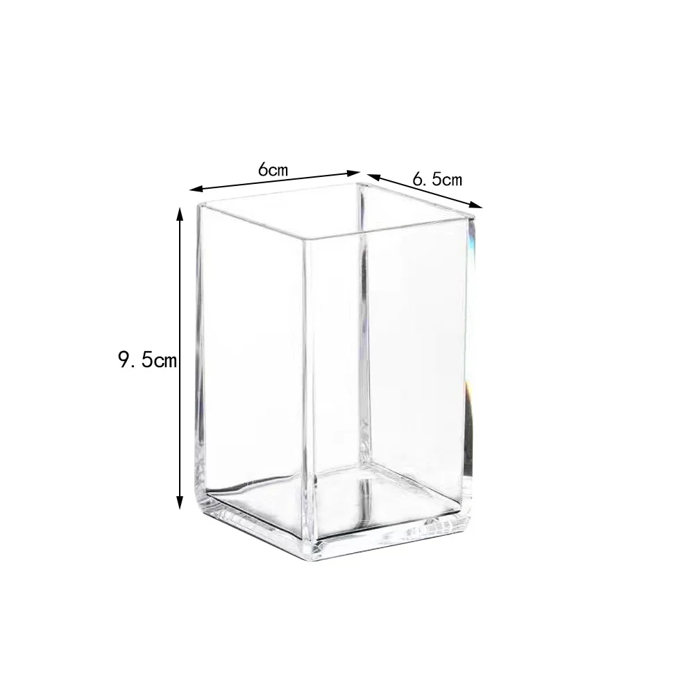 Transparent Eyebrow Pencil Makeup Brush Storage Box Acrylic Cosmetic Brush Storage Tube Student Desktop Single Square Pen Holder 6