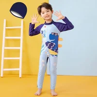 Spring Autumn Baby Boy Girl One Piece Swimsuit Hat 2 Pcs Set Children Swimwear Cartoon Dinosaur Shark Unicorn Suit Kid Beachwear 5