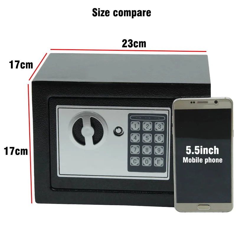 Small Digital Safe Steel Money Room Safe with Key for Safe Storage of Money, Jewelry or Documents Fireproof Money Holder