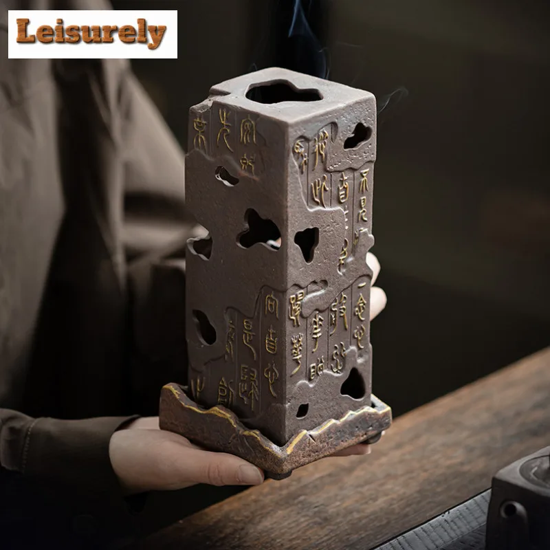 Lao Yanni Poetry And Prose Incense Burner Set Handmade Ceramic Thread Insertion Candlestick Busin