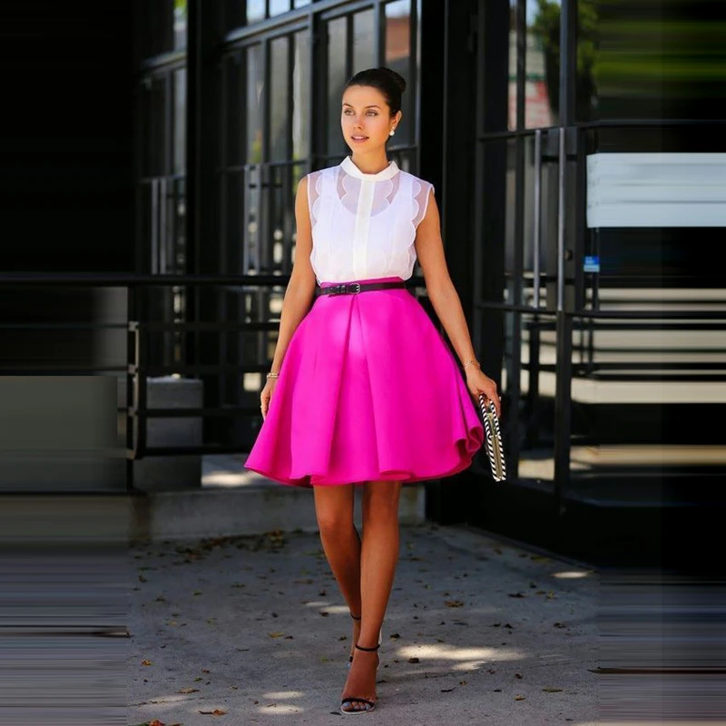 Faldas por encima de la rodilla para mujer, ropa informal de rosa, para primavera y verano| | - AliExpress