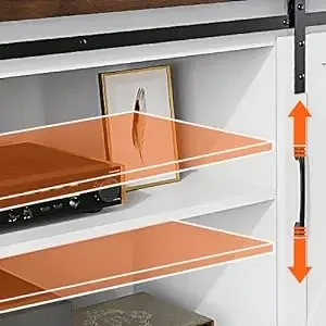 Description Picture 4 of itemBarn Doors TV Stand With Storage and Shelves Farmhouse TV Stand for 65 Inch TV Entertainment Center Media Console Cabinet