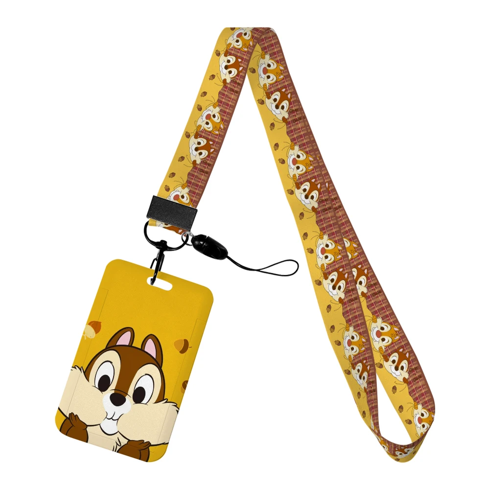 Disney Chip Dale Lanyards Keychain Cute Badge Holder ID Credit Card Hang Rope Bank Credit Card Holder Keys Accessories Gifts key holder card case holder