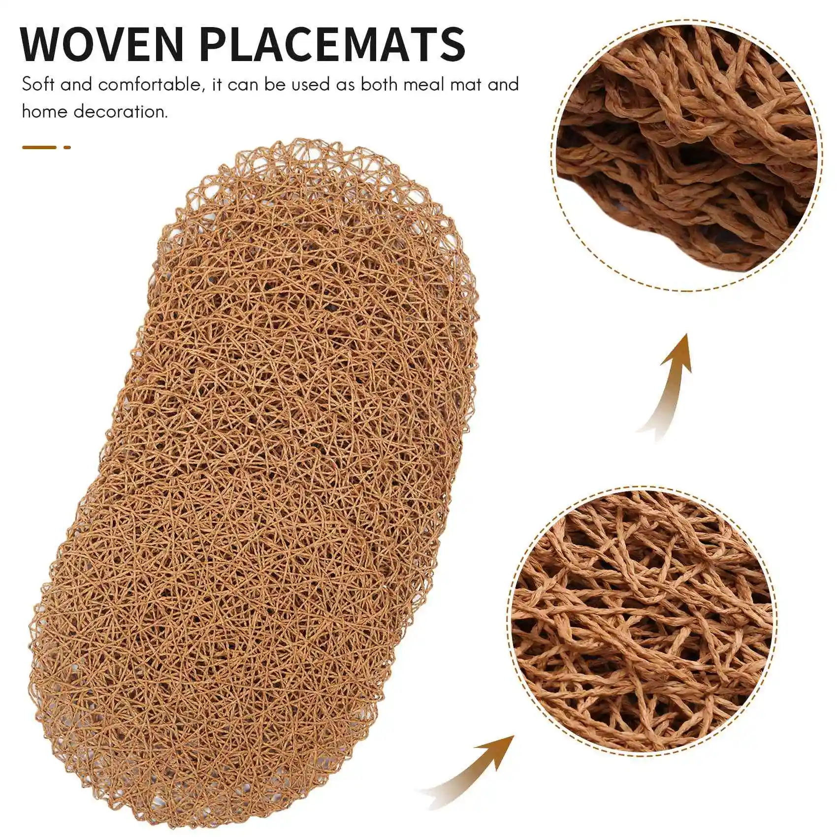 Round Paper Woven Placemats,Decorative Rope Mesh Place Mats for Dining, Party and Wedding 12PCS