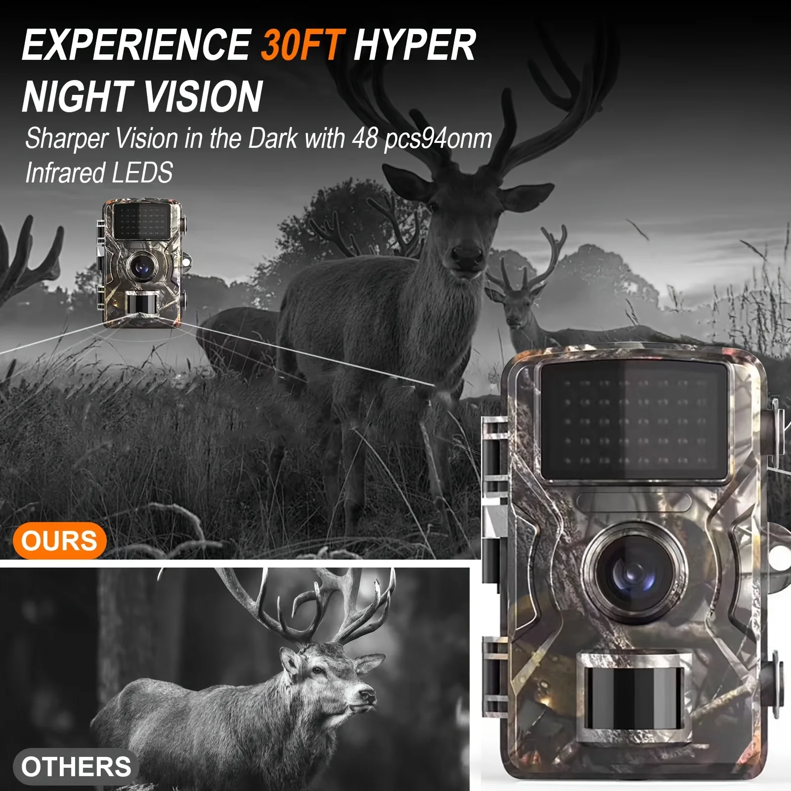 Hunting Trail Camera HD Wildlife Monitor 940nm Infrared Night Vision Activated Trigger Security Cam Outdoor Wildlife Photo Traps