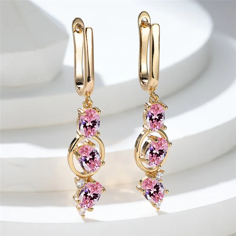 Cute Female Black Zircon Stone Hoop Earrings Vintage Small Oval Wedding Jewelry For Women
