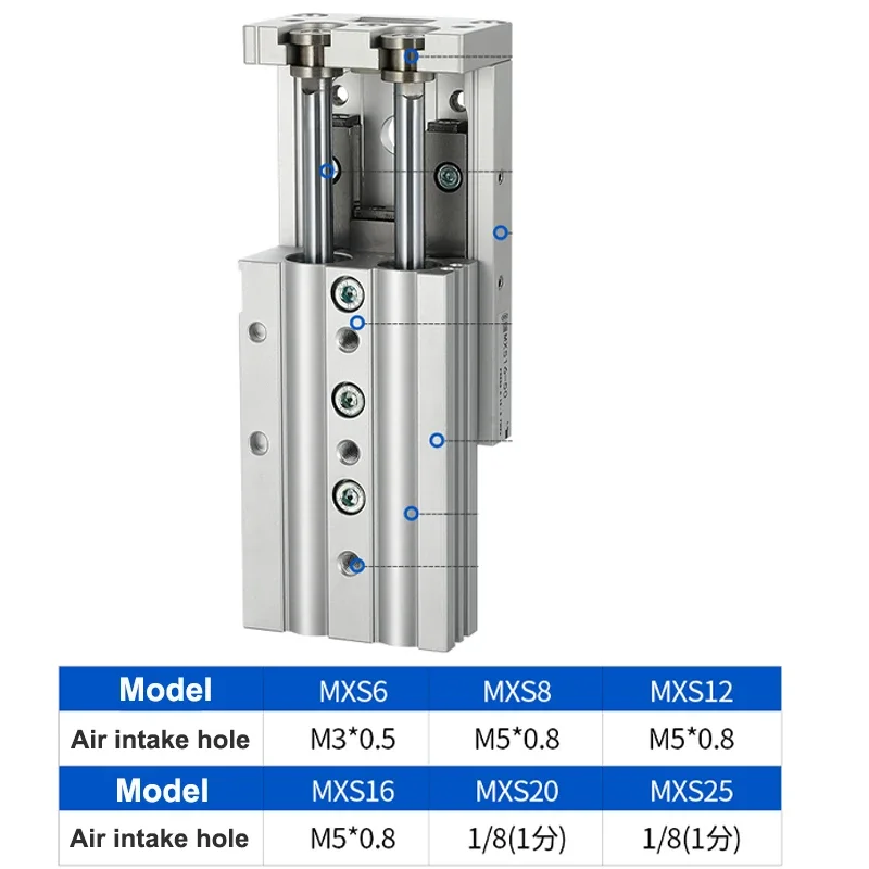 SMC 타입 에어 슬라이드 테이블, 공기 공압 실린더, MXS6-10 MXS8-20 MXS12-30 MXS16-40 MXS20-50 MXS25-75 MXS6-20 MXS8-30 MXS16-50 100
