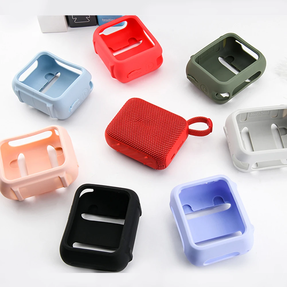 Silicone Case Protective Cover with Speaker Mount Strap Travel Carrying Pouch Shockproof Speaker Cover for JBL Go 4 Speaker