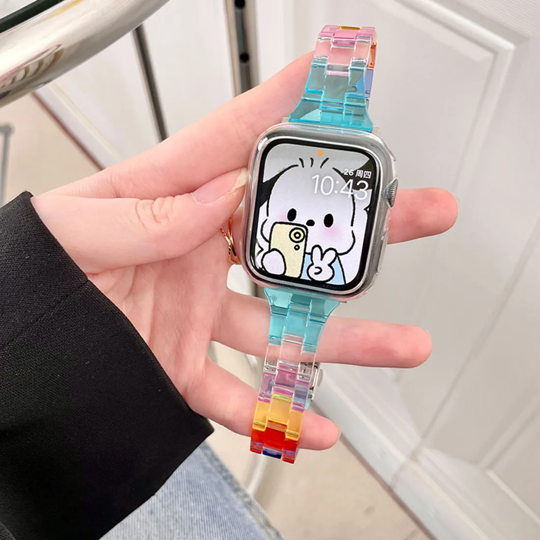 

Rainbow Strap For Apple Watch Band 44mm 42mm 38mm 40mm 41mmResin Fashion Strap iWatch Correa Series 7 6 5 4 3 SE Ultra 49mm 45mm