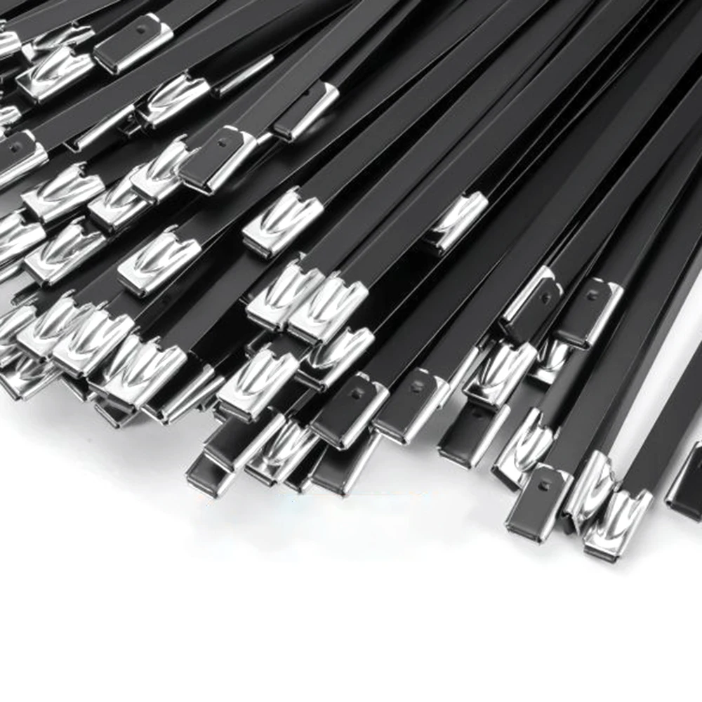

100pcs 100/200/300mm*4.6mm*0.25mm cable ties inner steel bead self-locking cable ties cold/rust/corrosion resistance