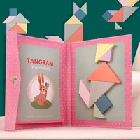 Children Magnetic Wooden Jigsaw Block Puzzle Game Tangram Intelligence STEM Montessori Educational Gift for Kids 2