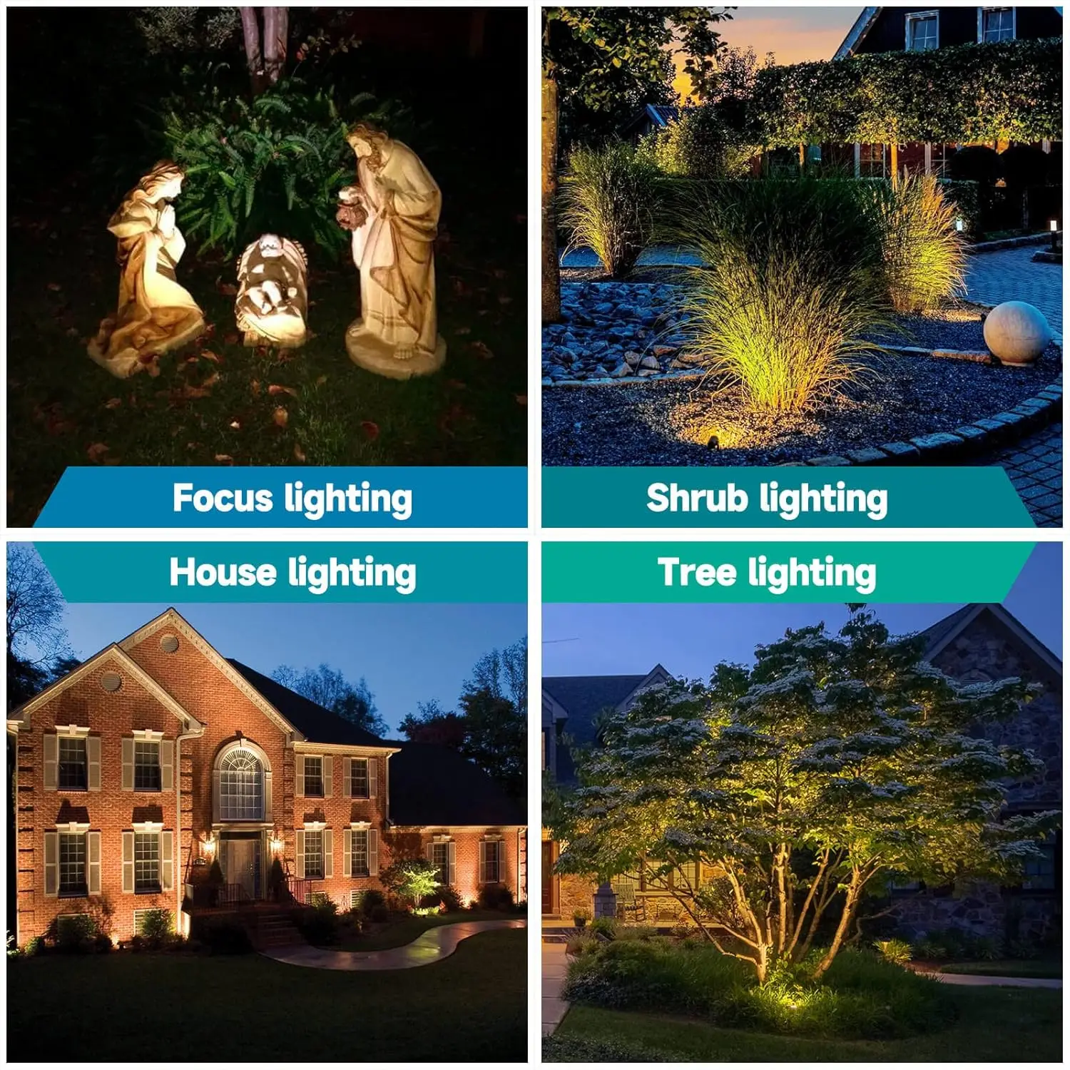 Solid Brass Outdoor Landscape Spotlights, 12V Heavy Duty Low Voltage Landscape Lighting, LED Spot Light Fixture Water