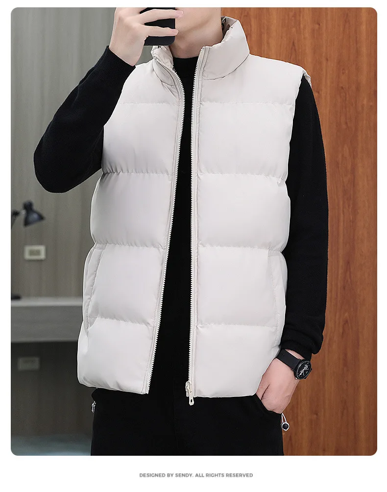 Men\'s Vest Jacket Autumn Winter Warm Sleeveless Jacket Casual Stand Collar Vest Trend Men\'s High Quality Sports Coat Vest