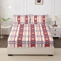 100% Polyester Cartoon Bedding Fitted 1pc Sheet and 2pcs Pillowcases Set Elastic Band Around Mattress Cover King Size Bed Cover 5