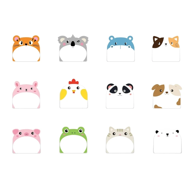 

12x Sticky Note Cartoon Animal Memos Pad Adhesive Sticky Note Pad for School Dropship