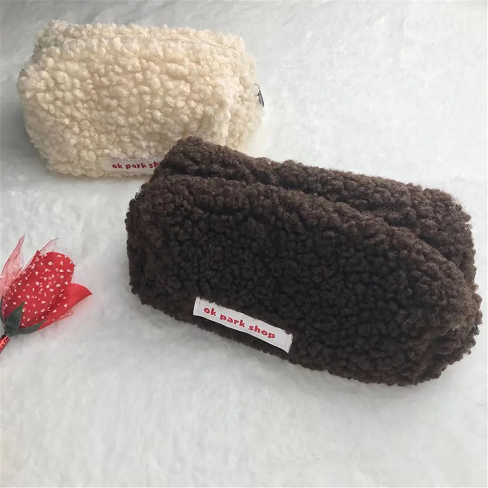 Plush Cosmetic Bag Women Girl  Large Capacity Cute Stationery Travel Makeup Organizer Females Toiletry Storage Pouch 2