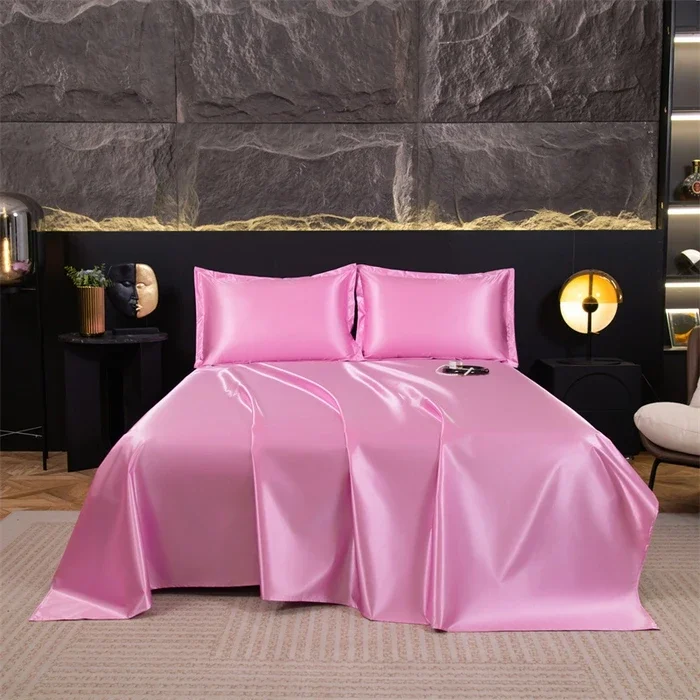1pc Silky satin Waterproof Bed Sheet Flat Sheets Lightweight, Mattress Protector Sheet Bed Cover, Furniture Protector Covers 4
