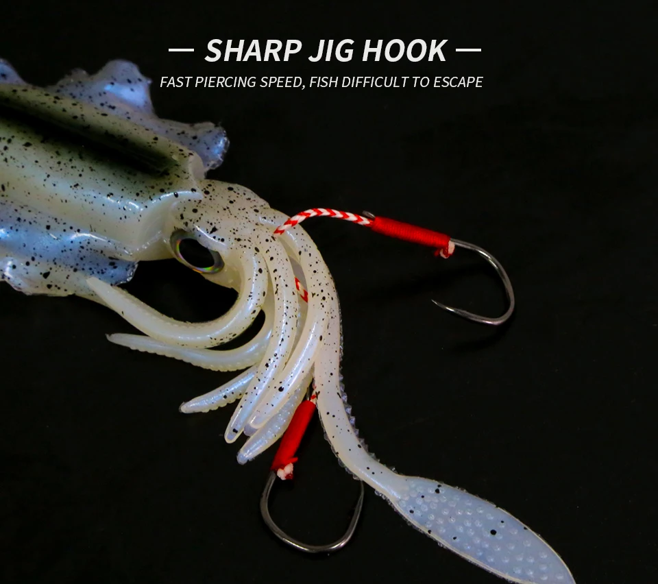 ORJD Trolling Lure Soft Squid Lure 7g 15g 20g 60g Luminous UV Squid Jig For Sea Fishing Boat Fishing Wobbler Bait For Snapper