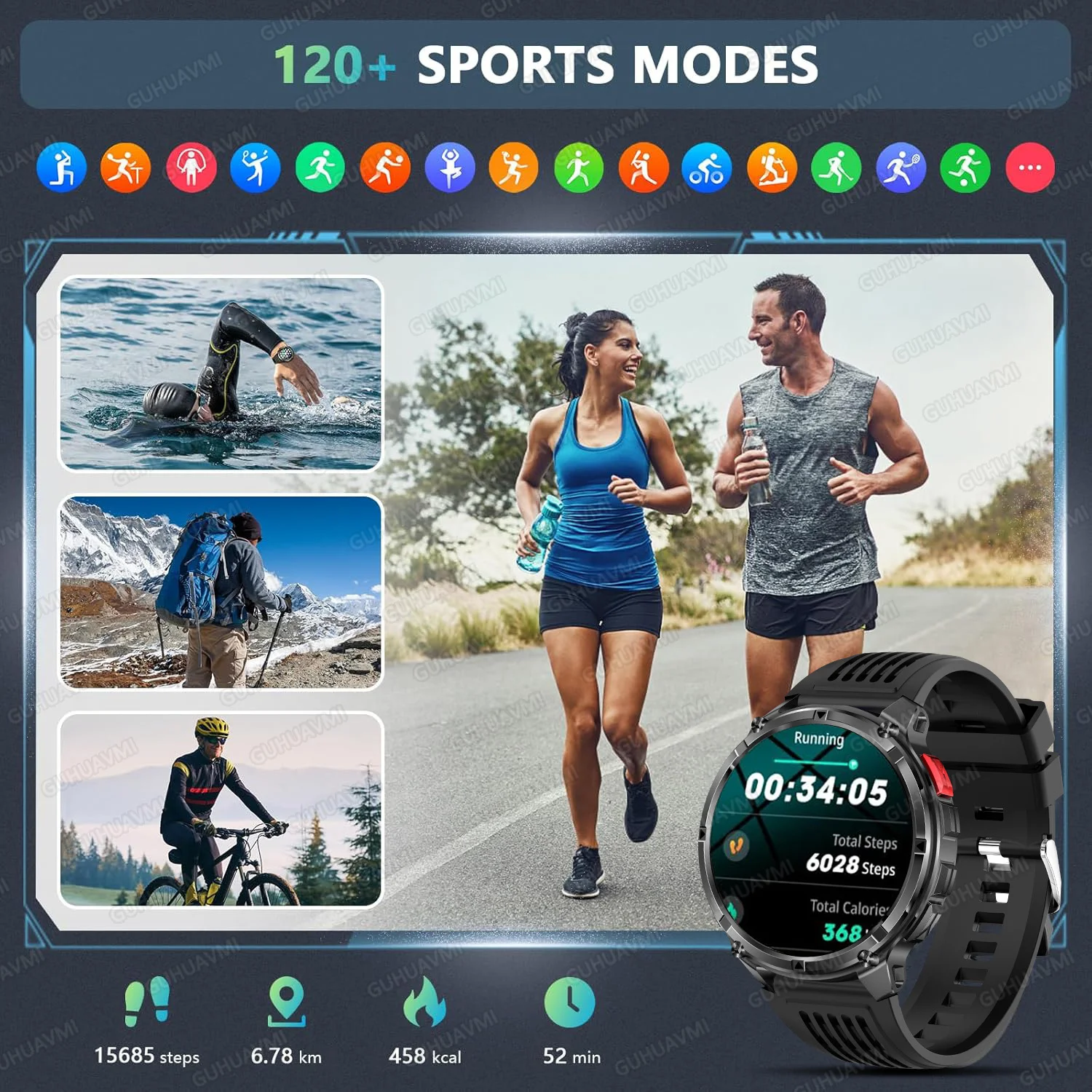 2026 New T-Rex3 Pro GPS Tracker 1100mAh Smartwatch Men 120-Day Standby Clock Rugged Outdoor Sport 10ATM Waterproof Call Watches 6