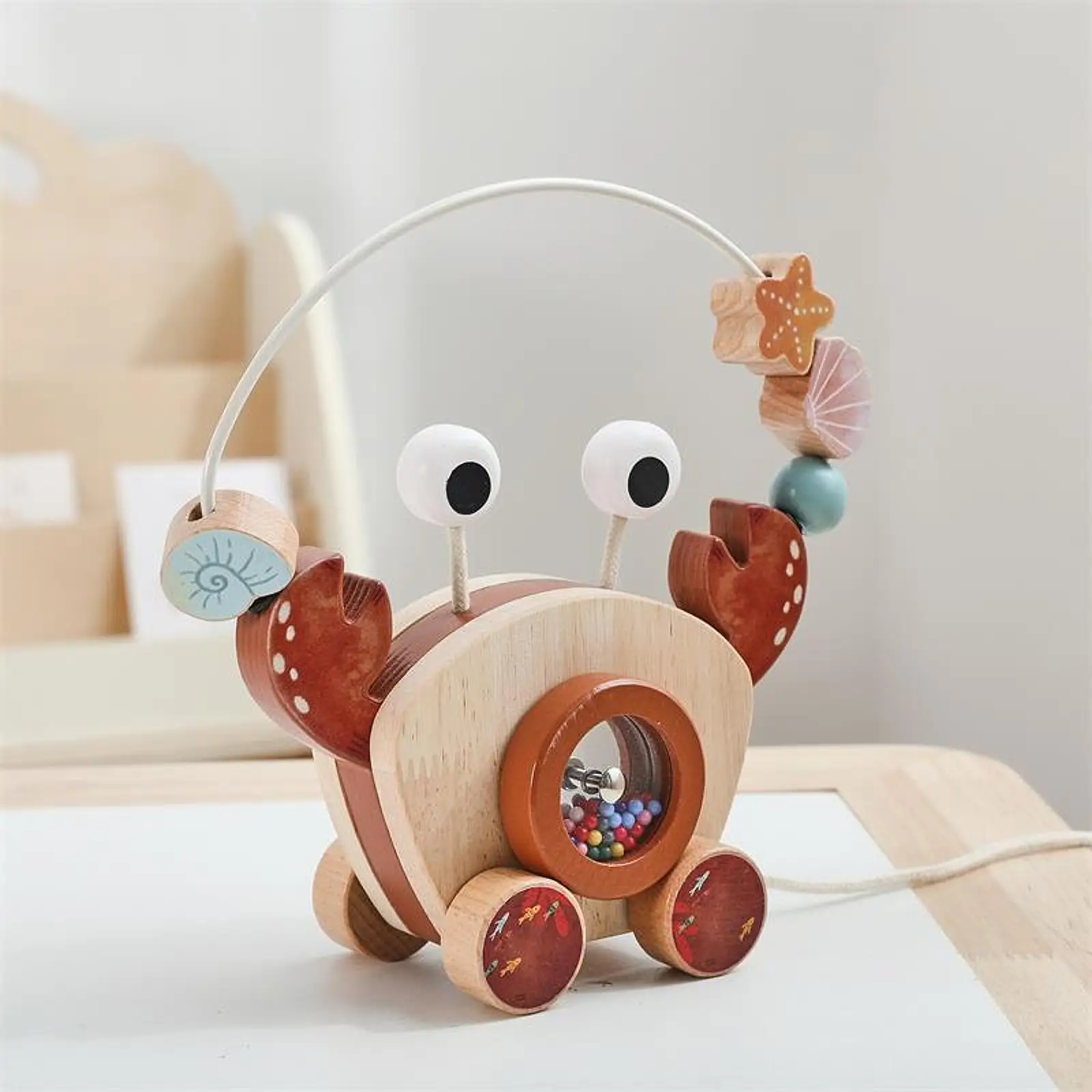 Baby Pull Along Toy Animal Push and Pull Along Toy for Boys Girls Children