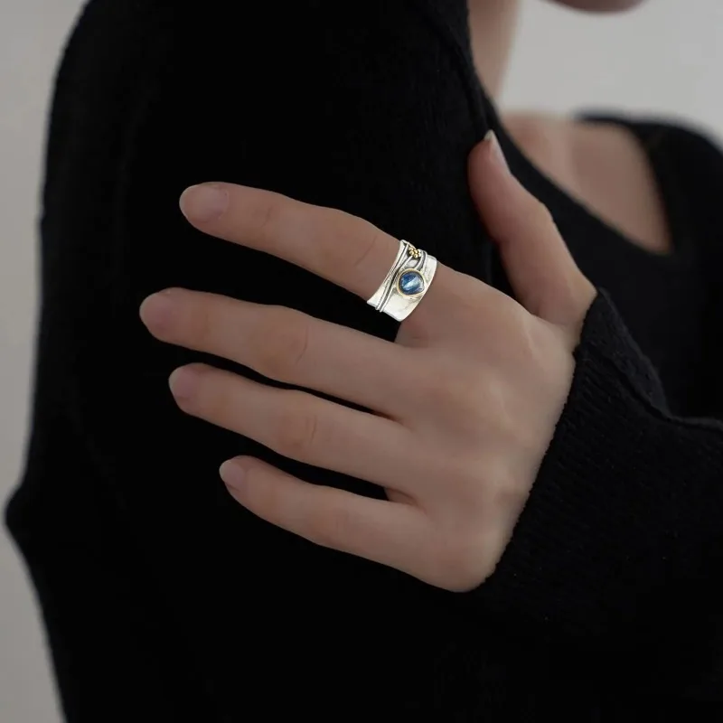 New Fashion Women Water Drop Crystal Inlaid Wide Face Ring Female Vintage Bohemian Carved Flower Leaves Ring Кольцо С Эмалью