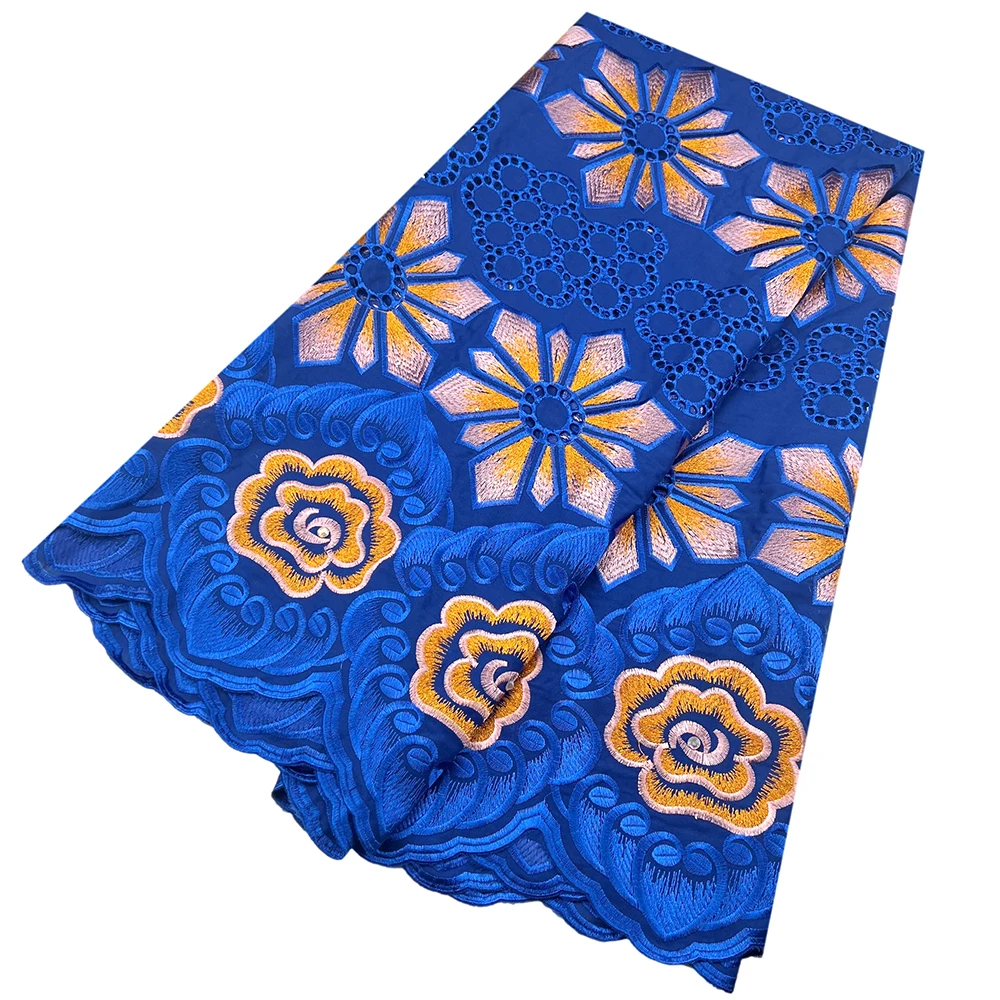 

Blue African Dry Lace Fabric 2023 High Quality Lace Swiss Voile Lace In Switzerland Nigerian Cotton Lace Fabrics For Sewing