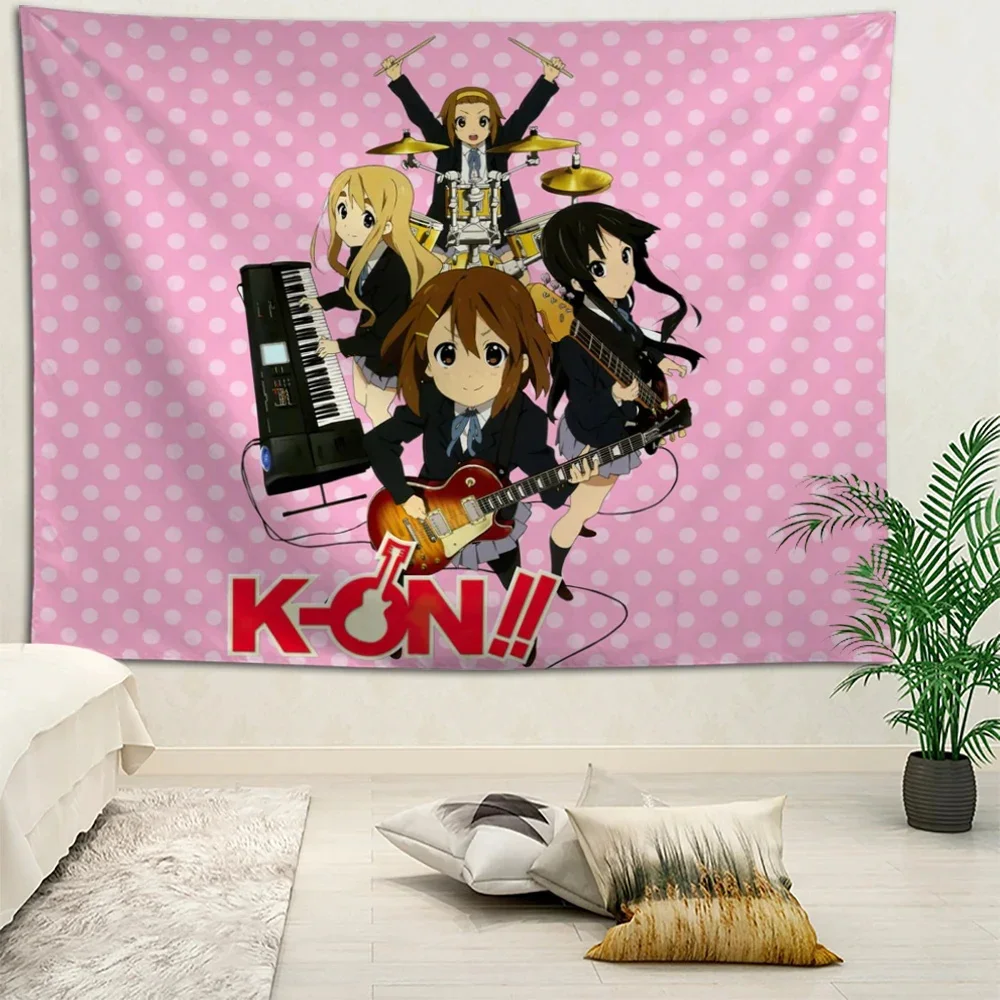 VIKAMA K-On! Anime-Wandteppich mit niedlichem Mädchen-Design, 2D-Flachbild, Kawaii-Wanddekoration, ideal für Schlafzimmer-Styling und Fotohintergründe – Detail 3