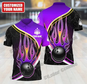 Bowling Skull Player nome personalizzato 3D stampato Polo da uomo Summer Street camicia a maniche corte regalo per amante del Bowling WK41