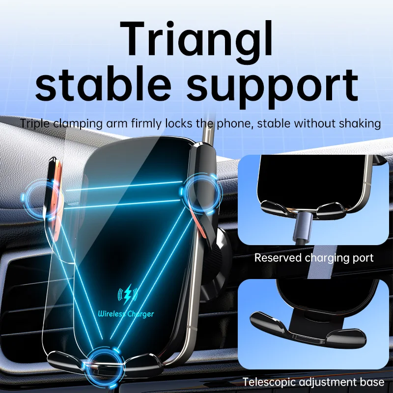 Wireless Fast Charging Car Phone Holder with Manual Clamping