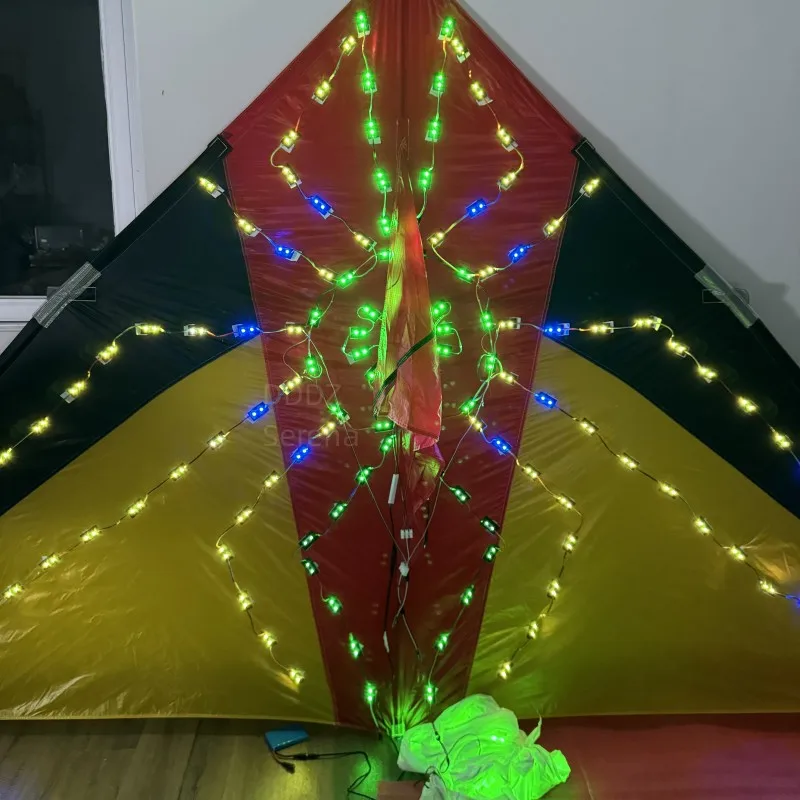 3 SQM delta LED spider red/black/yellow base 544 fabric ripstop umbrella cloth  kite with 10m tubing tails in surper high bright 3