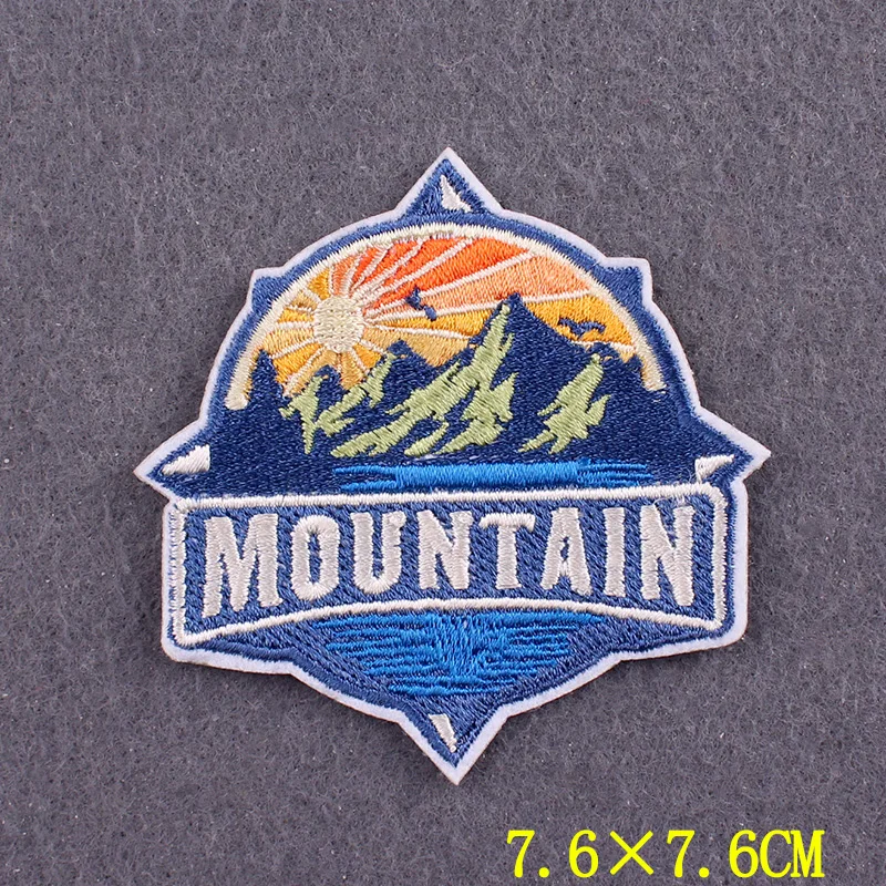 Wild Adventure Traveler Mountain Embroidered Patches Clothing Badges Iron  Sew On