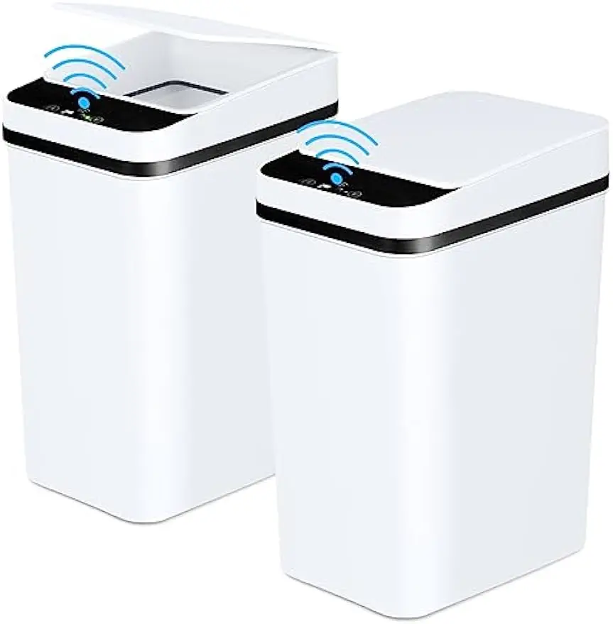

Bathroom trash can with lid, contactless automatic motion sensor, small ultra-thin bucket, intelligent electric 2Pack