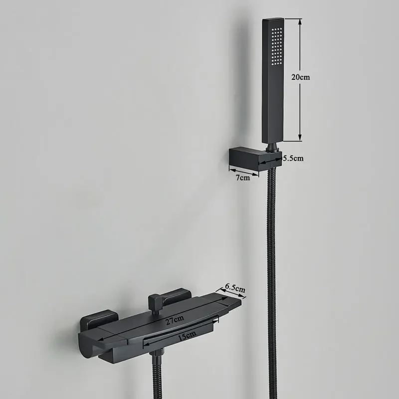 Matte Black Bathroom Shower Bathtub Faucet Wall Mounted Mixer Tap