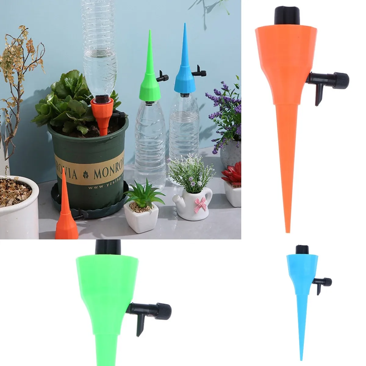 

1pc Automatic Drip Irrigation Tool Spikes Flower Plant Garden Watering System Kit Adjustable Water Self-Watering Devic
