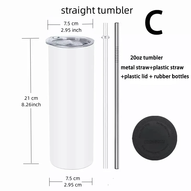 Case of 20oz Sublimation blank straight skinny tumbler in bulk stainless  steel Wholesale in us warehouse – Tumblerbulk