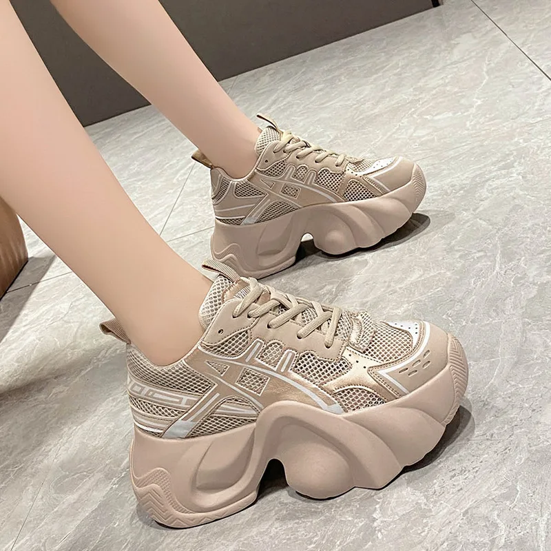 CINESSD Women Platform Shoes 2023 Designer Chunky Sneakers For Woman Outdoor 8CM Causal Shoe Spring Female Ladies Footwear Gift