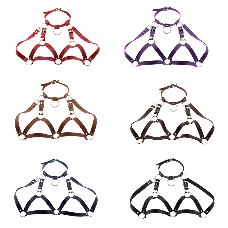 

Leather Bra Harness Leather Harness Bra Top Chest Bracket BraChain Punk Cupless BraChain Body Jewelry Body Chain Bras