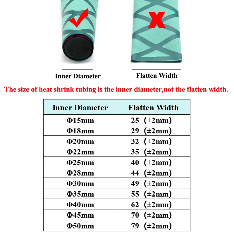 Heat Shrink Tube Dia 15/18/20/22/25/28/30/35/40/45/50mm Non Slip Heat Shrink Tube Anti-slip Fishing Rod Wrap DIY Electrical Insulation Waterproof