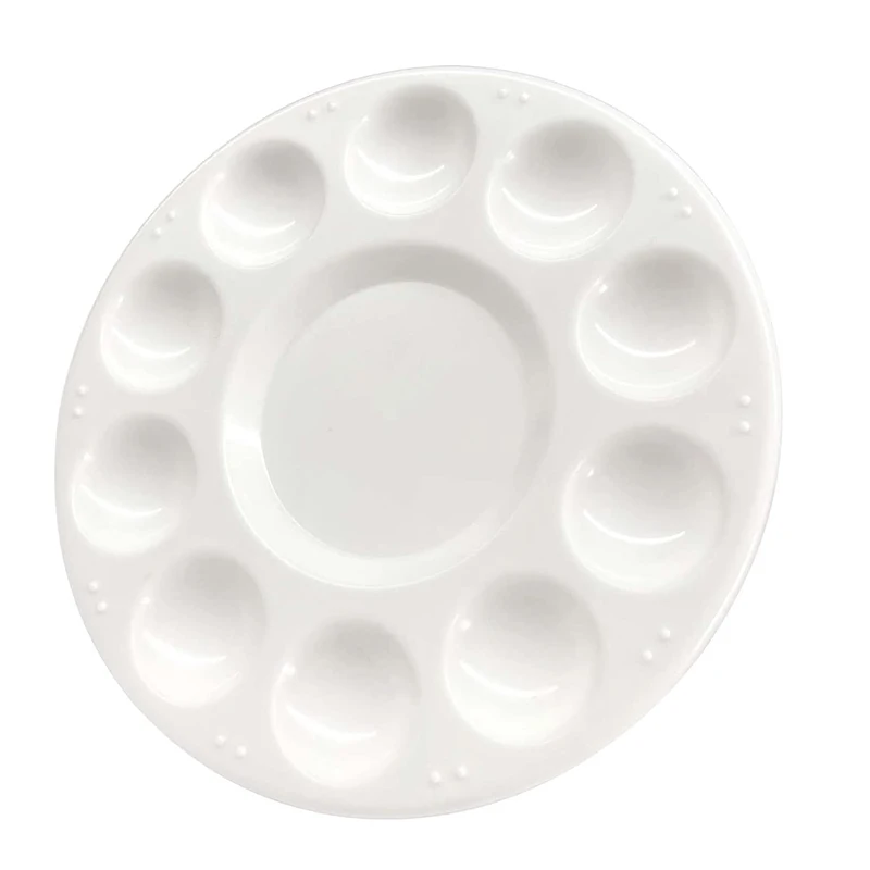 

Lonely Finger 10 Grids White Plastic Round Paint Tray Washable Palette Art Drawing Tray for Oil Watercolor Painting Pallet