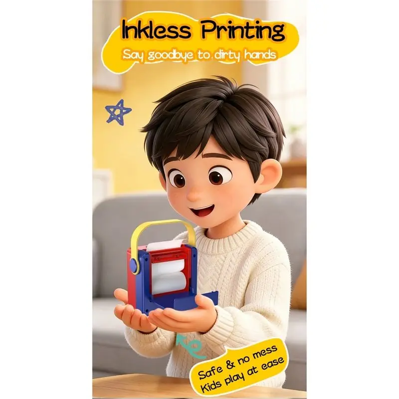 A77P-스마트 AI 열전사 잉크리스 프린터, 2.4인치 시력보호 화면 탑재, 휴대용 학습기, 즉시 드로잉 가능