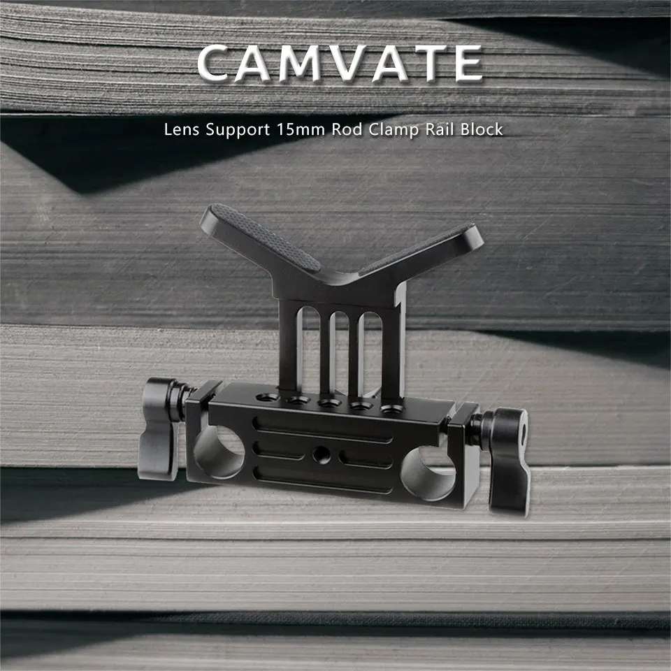 Universal Camera Lens Support With Standard 15mm Dual Rod Clamp Rail Block For D
