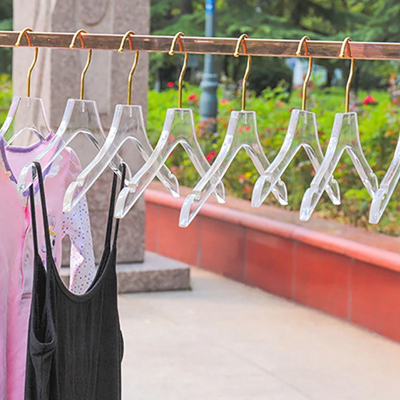 AFBC 25 Pcs Clear Acrylic Clothes Hanger With Gold Hook, Transparent Shirts Dress Hanger With Notches For Lady Kids L