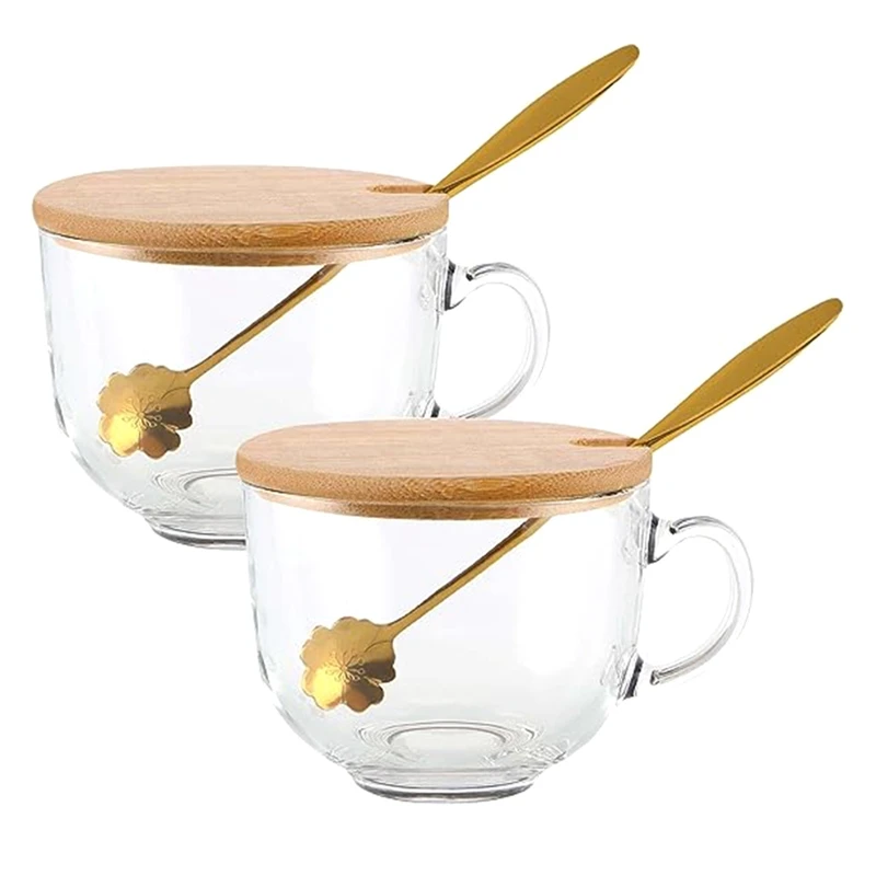 

Стеклянные чашки для кофе с ручкой, ложки с искусственными и цветущими вишневыми цветами, для чая, хлопьев, йогурта