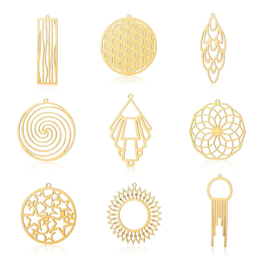 

3pcs/lot Geometric Fashion Sun Star Earring Pendant Wholesale 316 Stainless Steel Yoga Dancer Flower of Life Charm Pendants