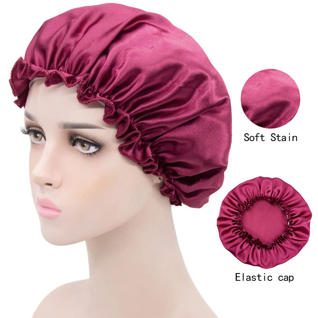 Large Satin Bonnet Silk Bonnet Hair Bonnet Cap For Sleeping Hair Bonnets  For Women Adjustable Satin Bonnet Cap Stretchy Tie Band - AliExpress