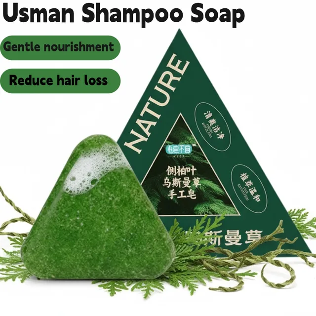 Usman – shampoing, savon nourrissant, contrôle du cuir chevelu, huile, élimine les pellicules, renforce les racines des cheveux, réduit la chute des cheveux, nettoie les soins capillaires, 120g 1