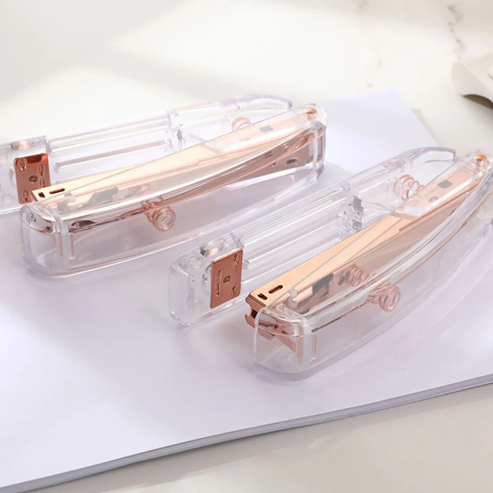 1Pc Transparent Stapler Practical School Stapler Paper Binding Machine Stapling Tool