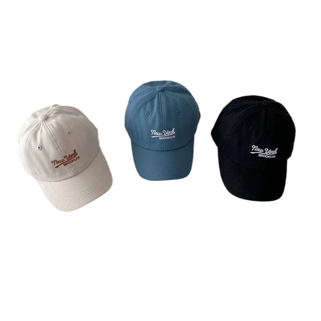 Kids Baseball Caps for Boys Girls Breathable Cotton Embroidery Letter Sun Hat Adjustable Duck Bill Peaked Cap for Outdoor Caps